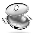 KitchenKraft Stainless Steel Deep Kadhai 28cm Induction Compatible