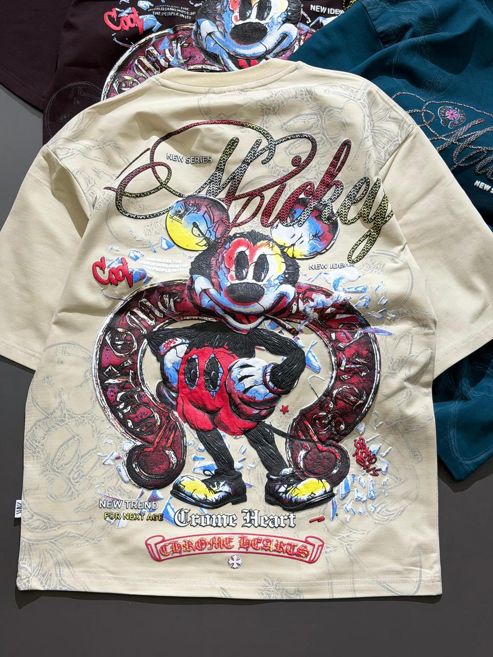 Mickey x Chrome Heart Graphic Oversized T-Shirt