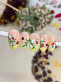 Berry Garden – Strawberry Ladybug French Tip Press-On Nails | Lush Tips
