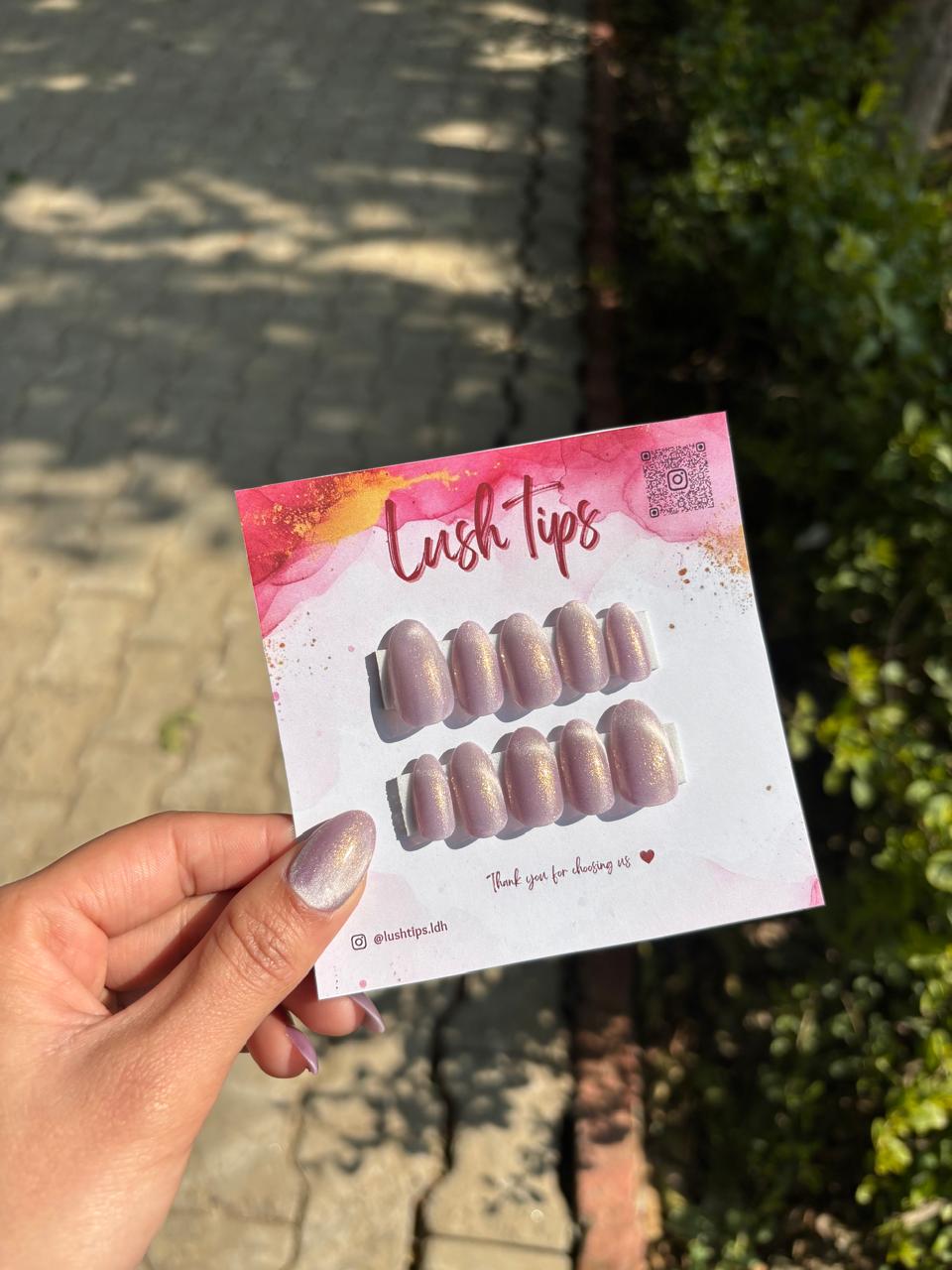 Twilight Shimmer – Mauve Cat Eye Shimmer Press-On Nails | Lush Tips